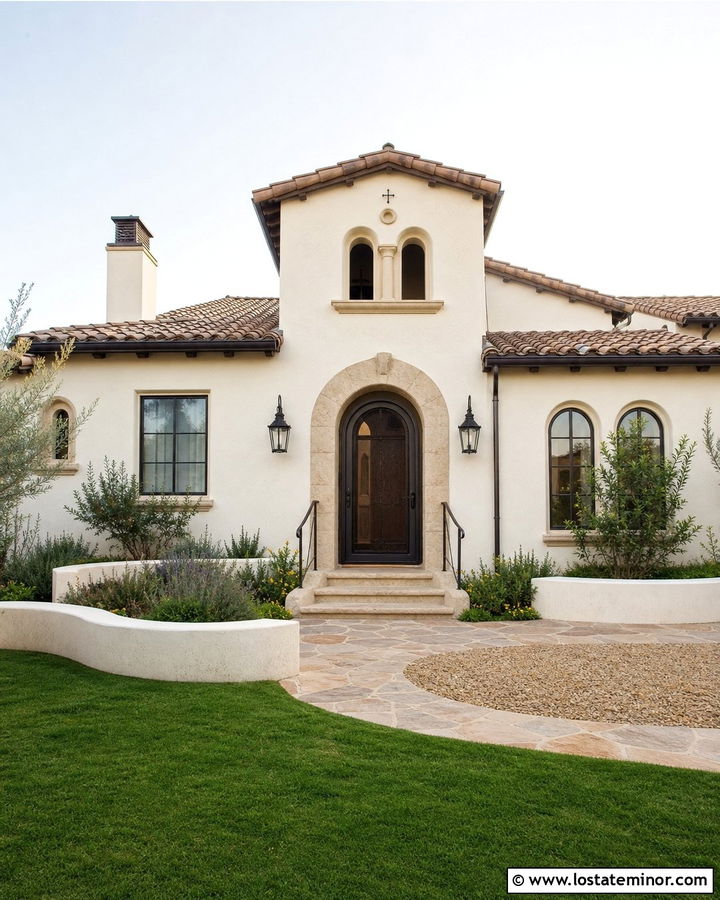 Off White House With Arched Screen Door - 30 Off White House Design With Screen Door Ideas
