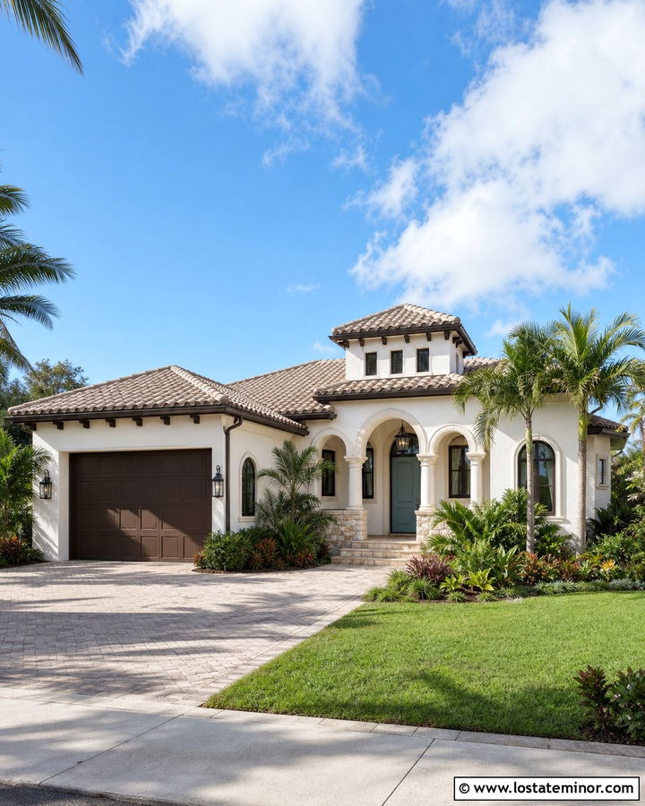 Off White House With Beige Tile Roof - 30 Off White House Design With Roof Ideas