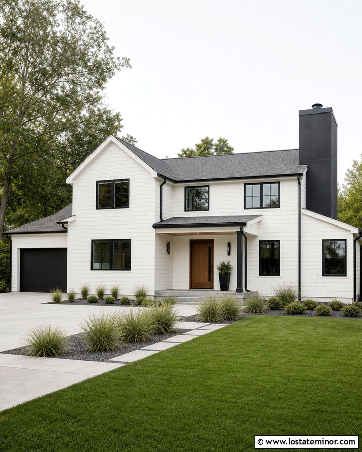 Off White House With Black Chimney - 30 Off White House Design With Chimney Ideas