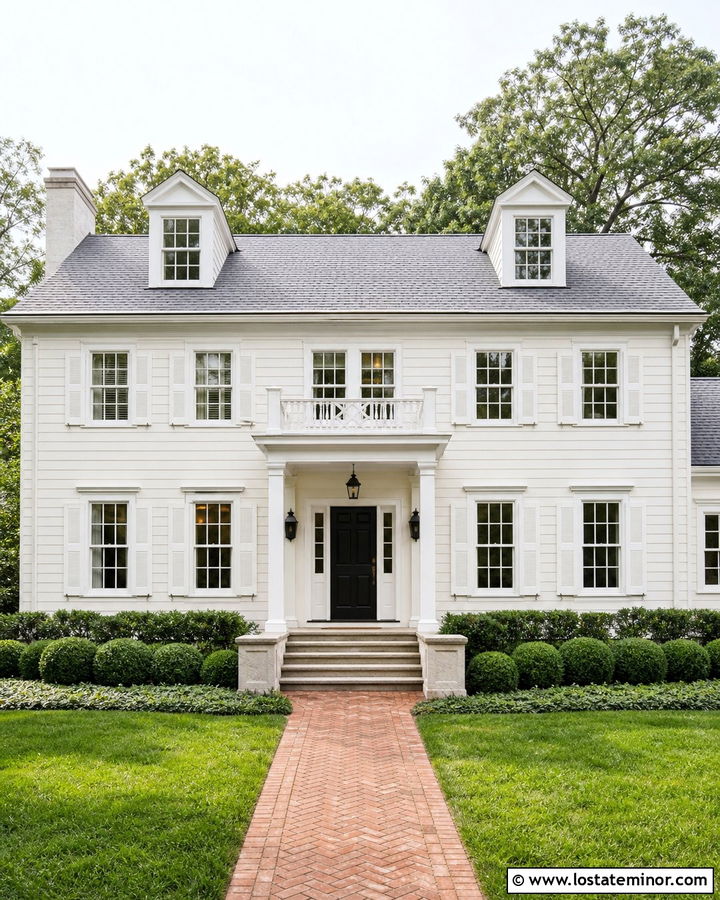 Off White House With Black Entry Door - 30 Off White House Design With Entry Door Ideas