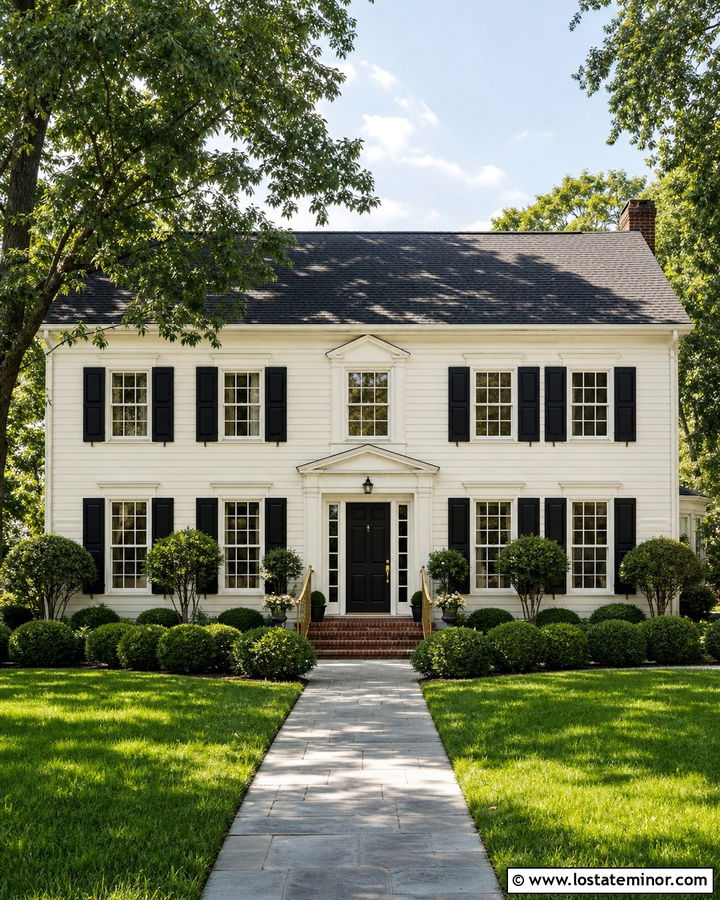 Off White House With Black Front Door - 30 Off White House Design With Front Door Ideas