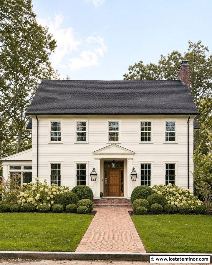 Off White House With Black Lantern Lighting - 30 Off White House Design With Lighting Ideas
