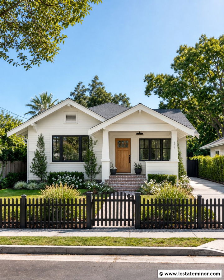 Off White House With Black Picket Fence - 30 Off White House Design With Fence Ideas