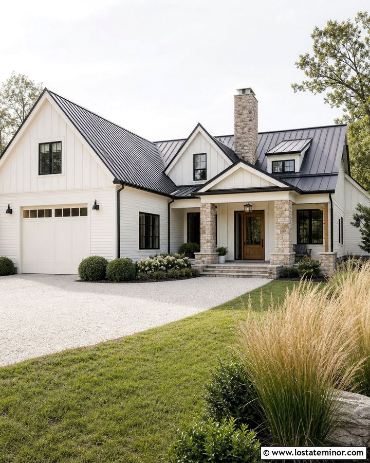 Off White House With Black Roof - 30 Off White House Design With Accents Ideas