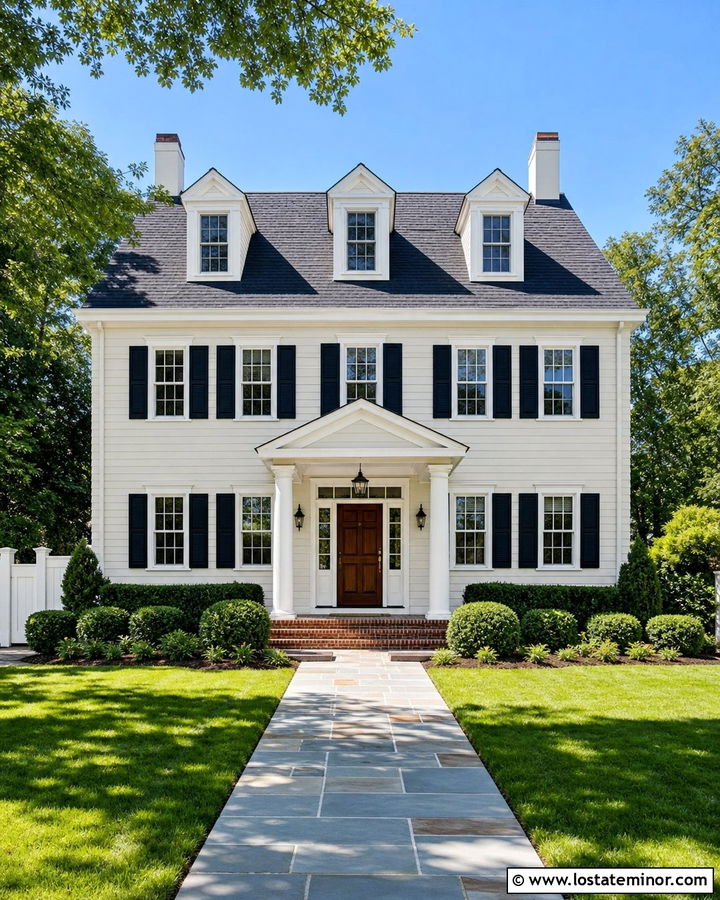 Off White House With Black Shutters - 30 Off White House Design With Shutters Ideas