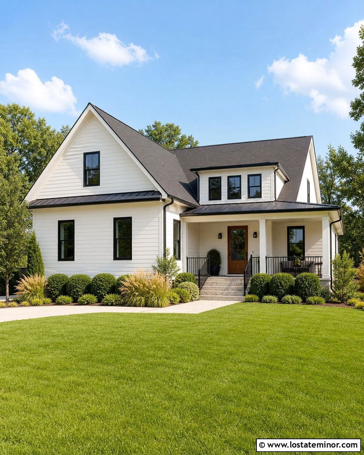 Off White House With Black Trim - 30 Off White House Design With Accents Ideas