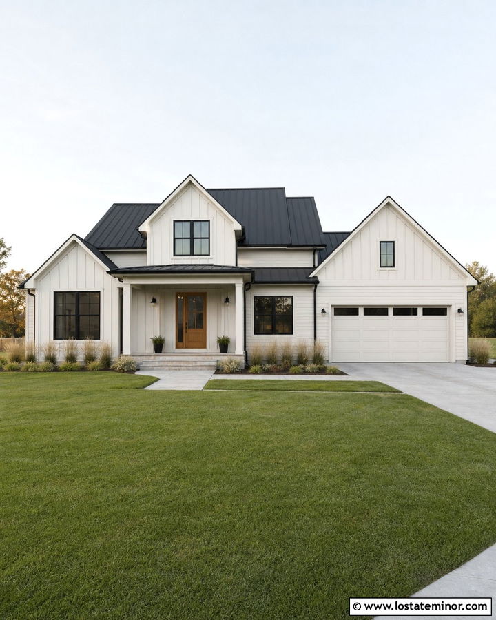 Off White House With Black Windows - 30 Off White House Design With Accents Ideas