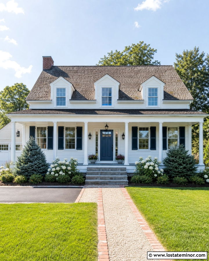 Off White House With Blue Front Porch - 30 Off White House Design With Front Porch Ideas