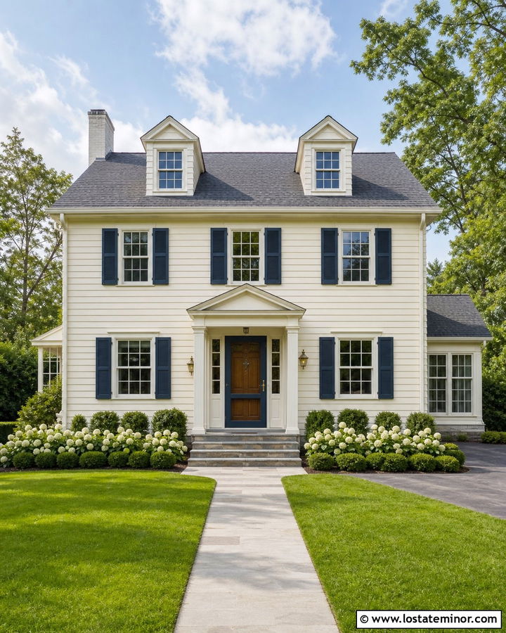 Off White House With Blue Shutters And Screen Door - 30 Off White House Design With Screen Door Ideas
