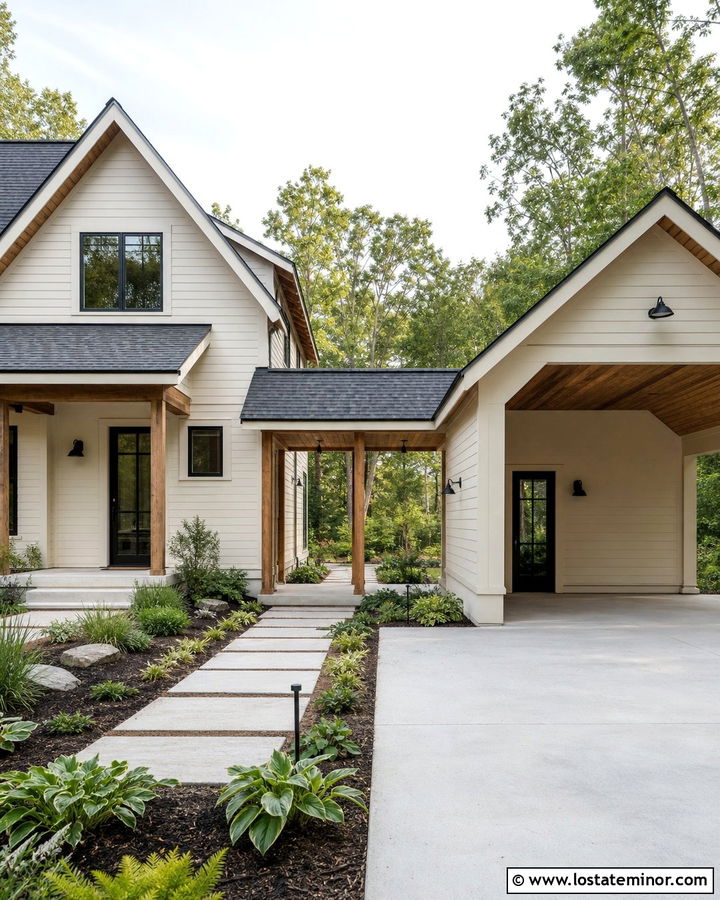 Off White House With Breezeway Carport - 30 Off White House Design With Carport Ideas