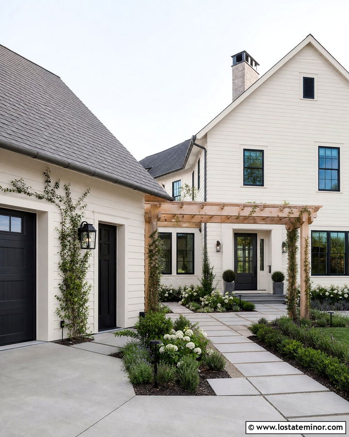 Off White House With Breezeway Pergola - 30 Off White House Design With Pergola Ideas