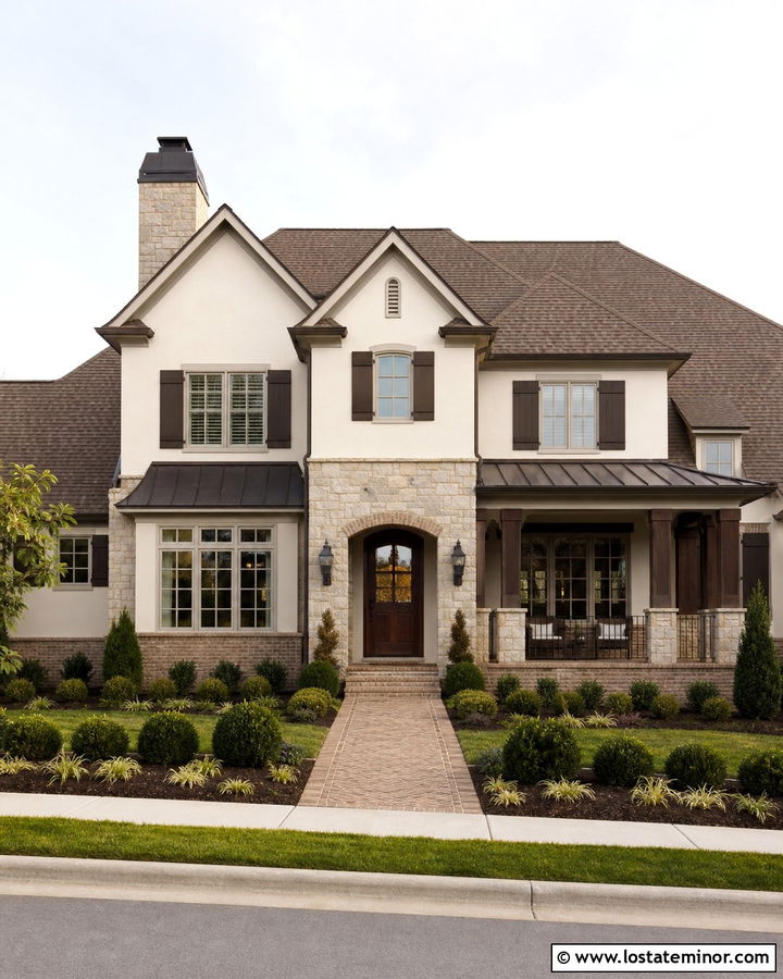 Off White House With Brick And Stone Wainscoting - 30 Off White House Design With Wainscoting Ideas