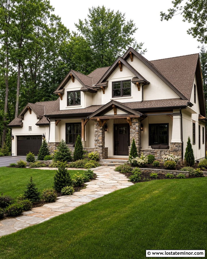 Off White House With Bronze Front Door - 30 Off White House Design With Front Door Ideas