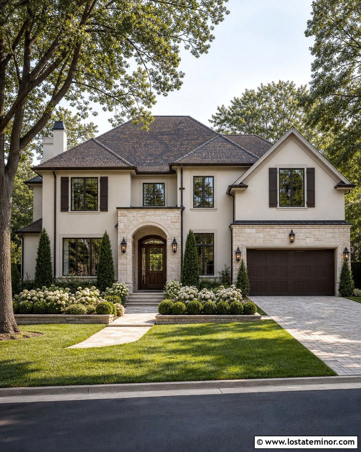 Off White House With Bronze Shutters - 30 Off White House Design With Shutters Ideas