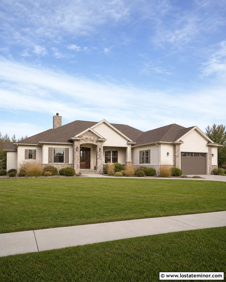Off White House With Brown Roof - 30 Off White House Design With Accents Ideas