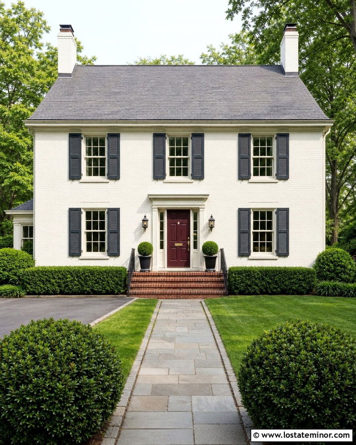 Off White House With Burgundy Front Door - 30 Off White House Design With Front Door Ideas
