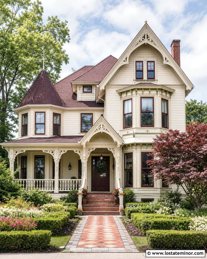 Off White House With Burgundy Roof - 30 Off White House Design With Roof Ideas