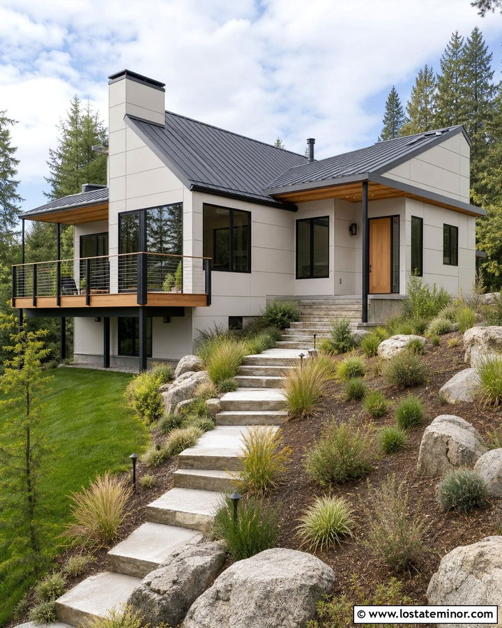 Off White House With Cable Deck Railings - 30 Off White House Design With Railings Ideas