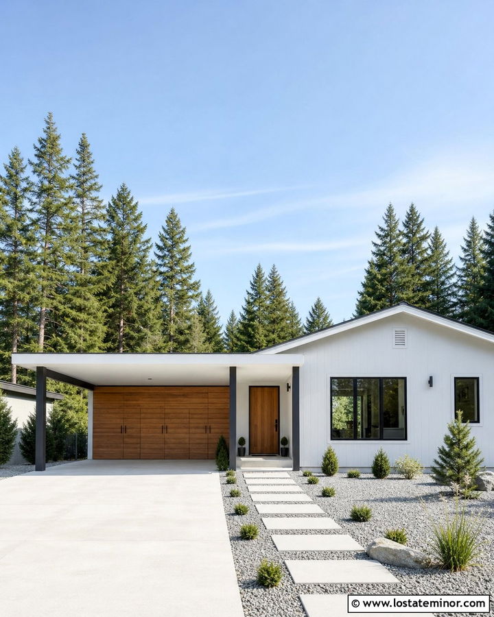 Off White House With Carport Storage Wall - 30 Off White House Design With Carport Ideas