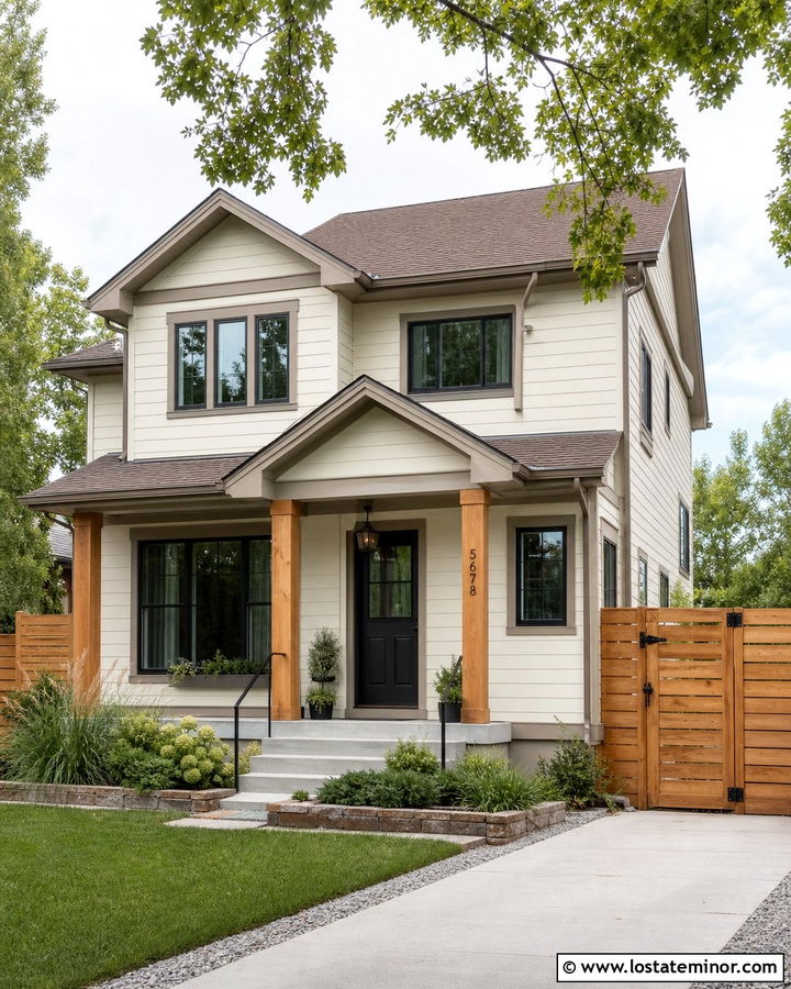 Off White House With Cedar Shadowbox Fence - 30 Off White House Design With Fence Ideas
