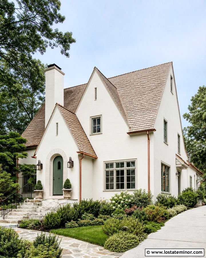 Off White House With Cedar Shake Roof And Copper Gutters - 30 Off White House Design With Cedar Shake Ideas