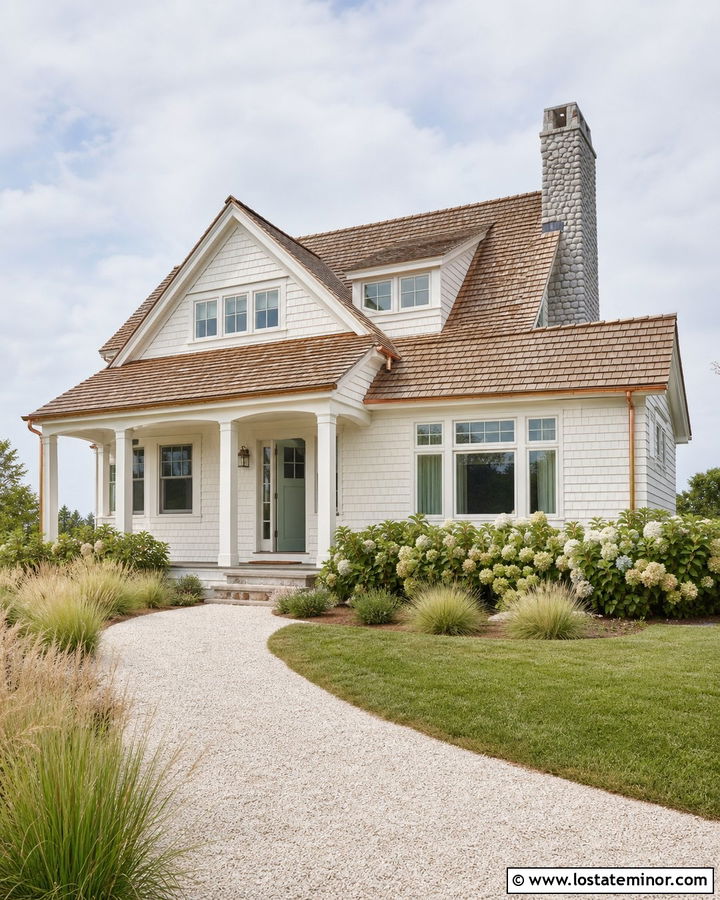 Off White House With Cedar Shake Roof - 30 Off White House Design With Roof Ideas