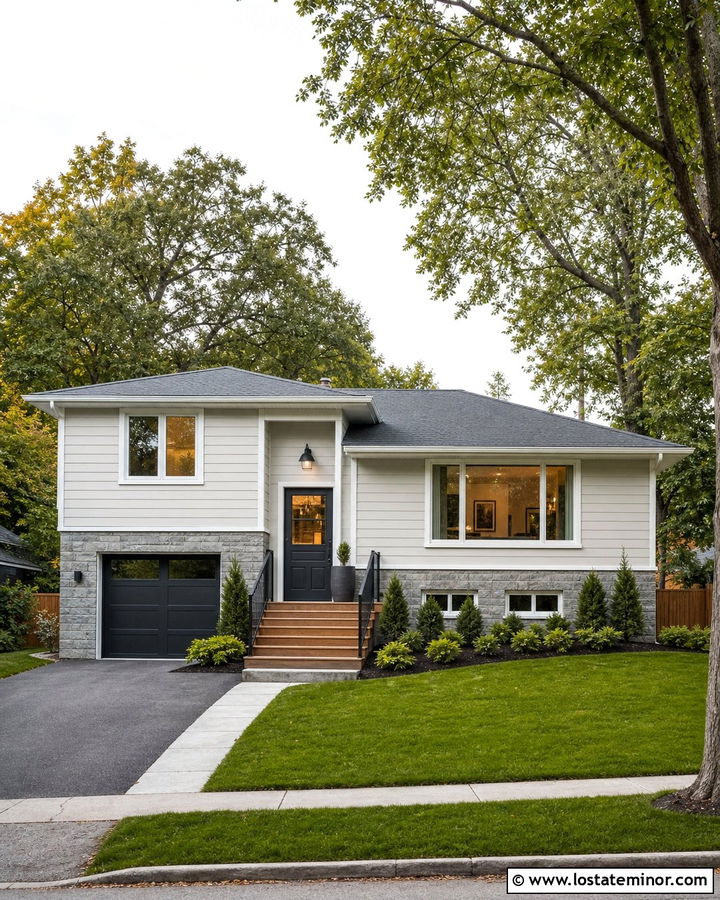 Off White House With Charcoal Entry Door - 30 Off White House Design With Entry Door Ideas