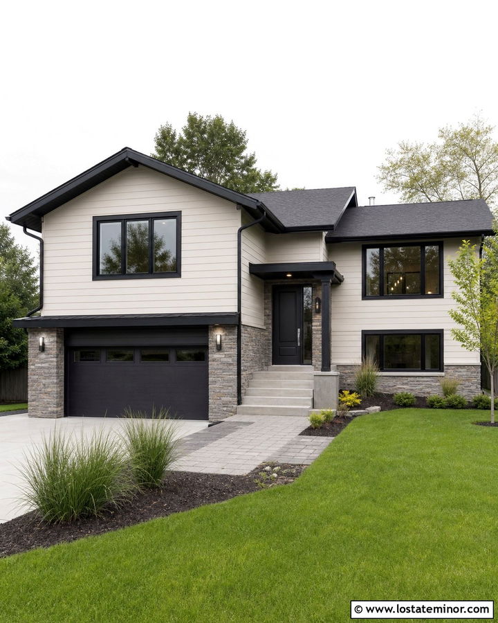 Off White House With Charcoal Front Door - 30 Off White House Design With Front Door Ideas