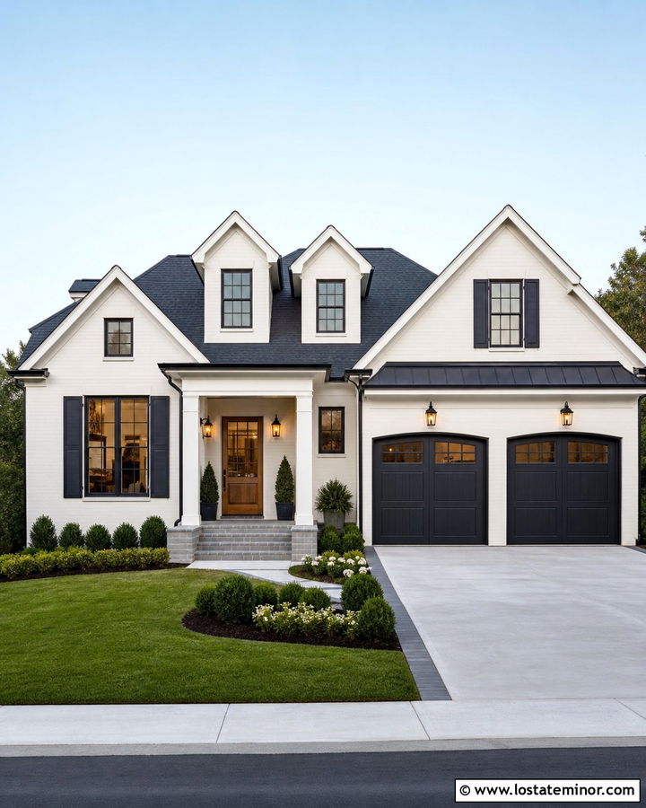Off White House With Charcoal Roof And Dormers - 30 Off White House Design With Dormers Ideas
