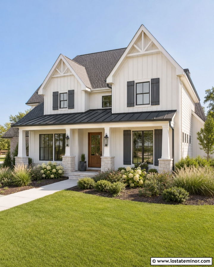 Off White House With Charcoal Shutters - 30 Off White House Design With Shutters Ideas