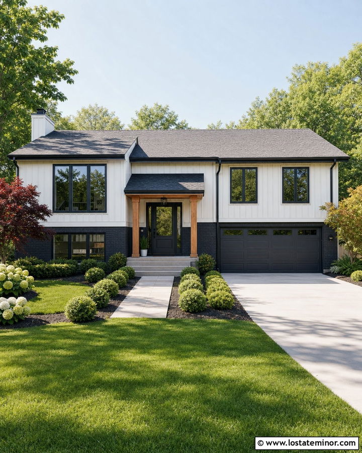Off White House With Charcoal Window Frames - 30 Off White House Design With Window Frames Ideas
