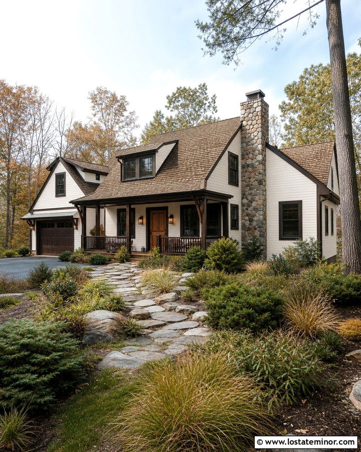 Off White House With Chocolate Brown Trim - 30 Off White House Design With Accents Ideas