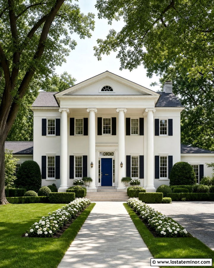 Off White House With Cobalt Blue Front Door - 30 Off White House Design With Front Door Ideas