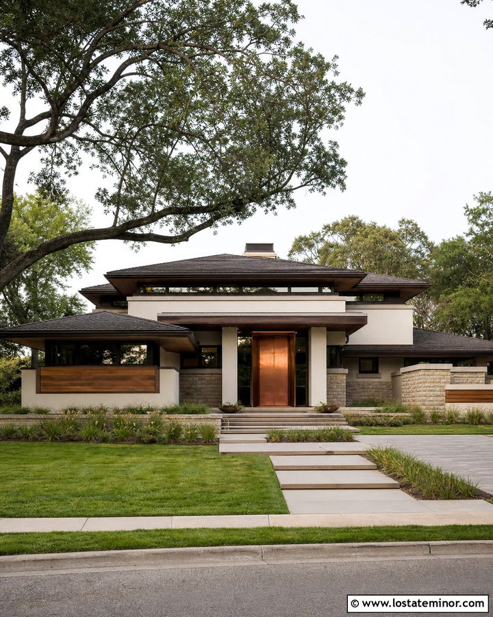 Off White House With Copper Front Door - 30 Off White House Design With Front Door Ideas