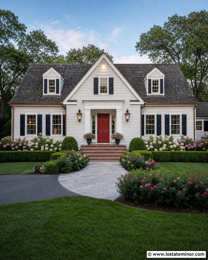 Off White House With Dormer Accent Lighting - 30 Off White House Design With Lighting Ideas