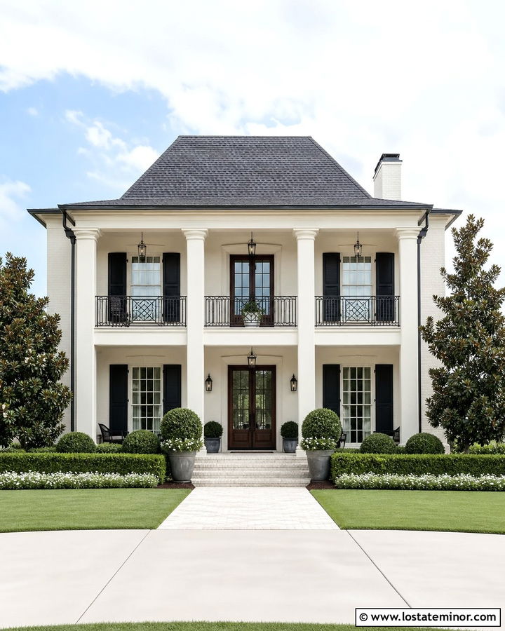Off White House With Double Black Storm Doors - 30 Off White House Design With Storm Door Ideas