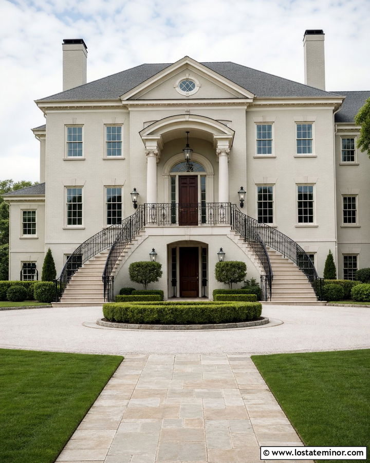 Off White House With Double Entry Steps - 30 Off White House Design With Steps Ideas