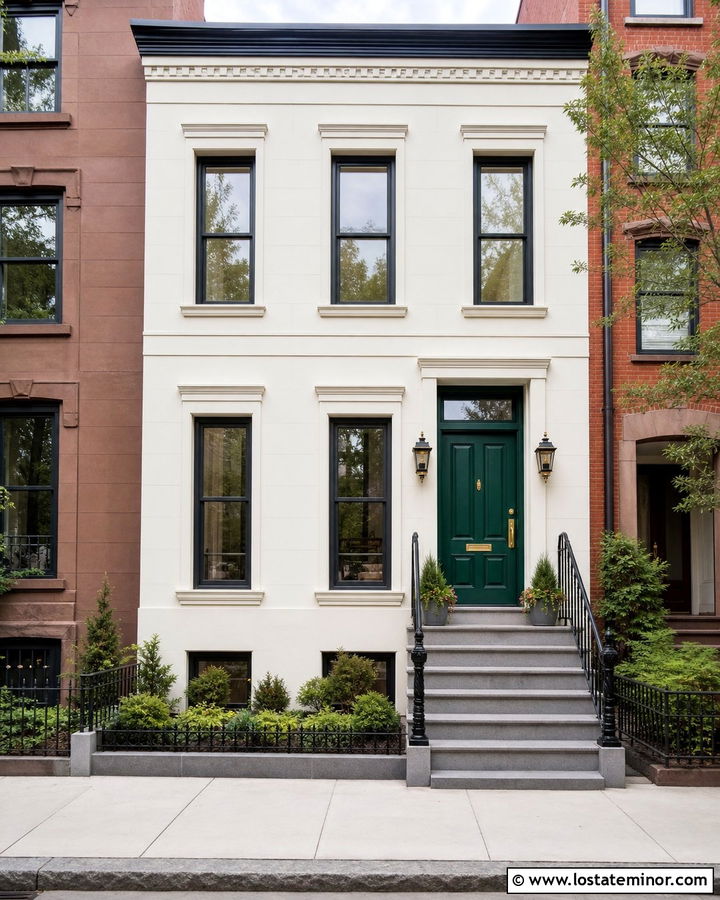 Off White House With Emerald Green Front Door - 30 Off White House Design With Front Door Ideas