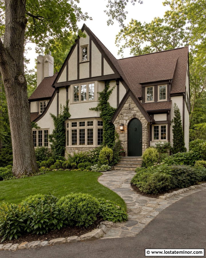 Off White House With Forest Green Front Door - 30 Off White House Design With Front Door Ideas