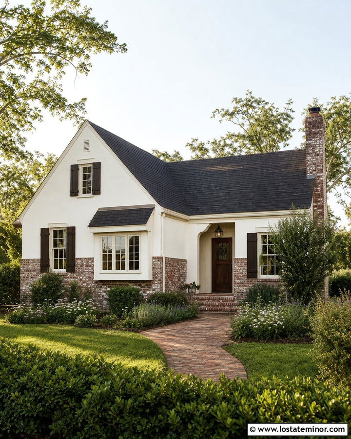 Off White House With German Smear Brick Wainscoting - 30 Off White House Design With Wainscoting Ideas
