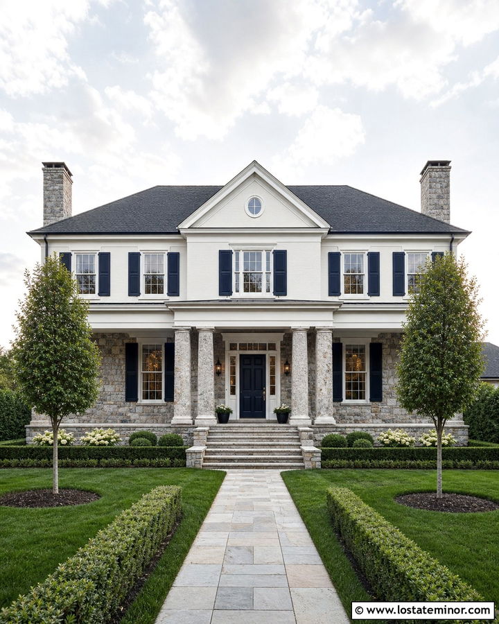 Off White House With Granite Wainscoting - 30 Off White House Design With Wainscoting Ideas