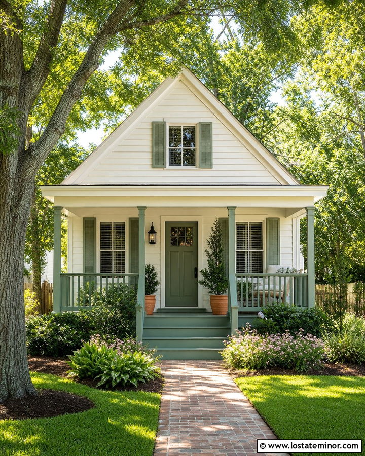 Off White House With Green Front Steps - 30 Off White House Design With Steps Ideas