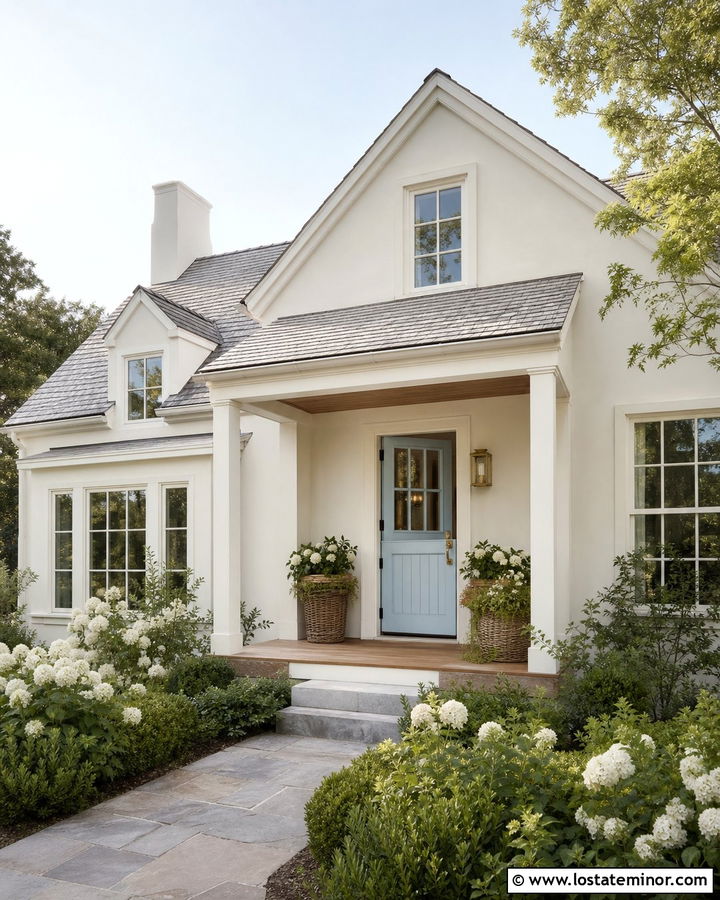 Off White House With Light Blue Dutch Door - 30 Off White House Design With Dutch Door Ideas