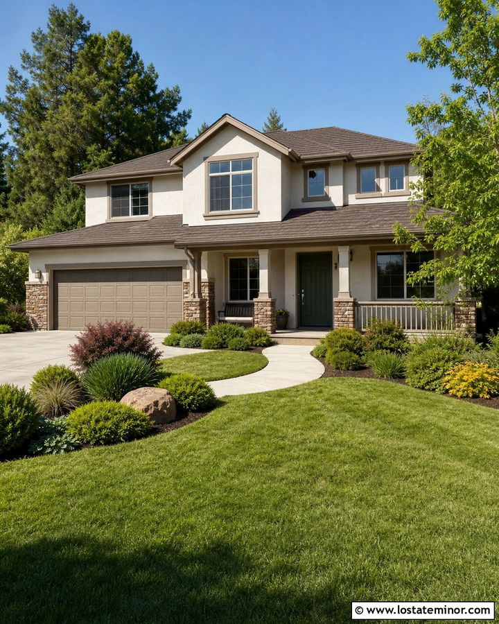 Off White House With Matching Garage And Trim - 30 Off White House Design With Trim Ideas