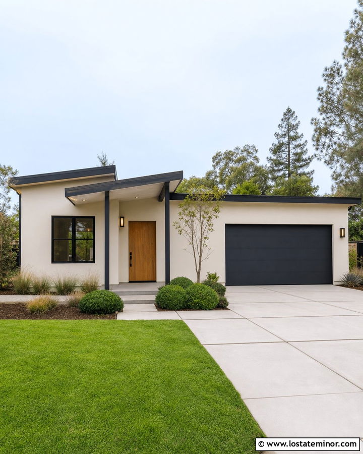Off White House With Minimal Portico - 30 Off White House Design With Portico Ideas