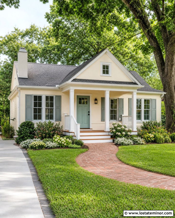 Off White House With Mint Green Front Door - 30 Off White House Design With Front Door Ideas