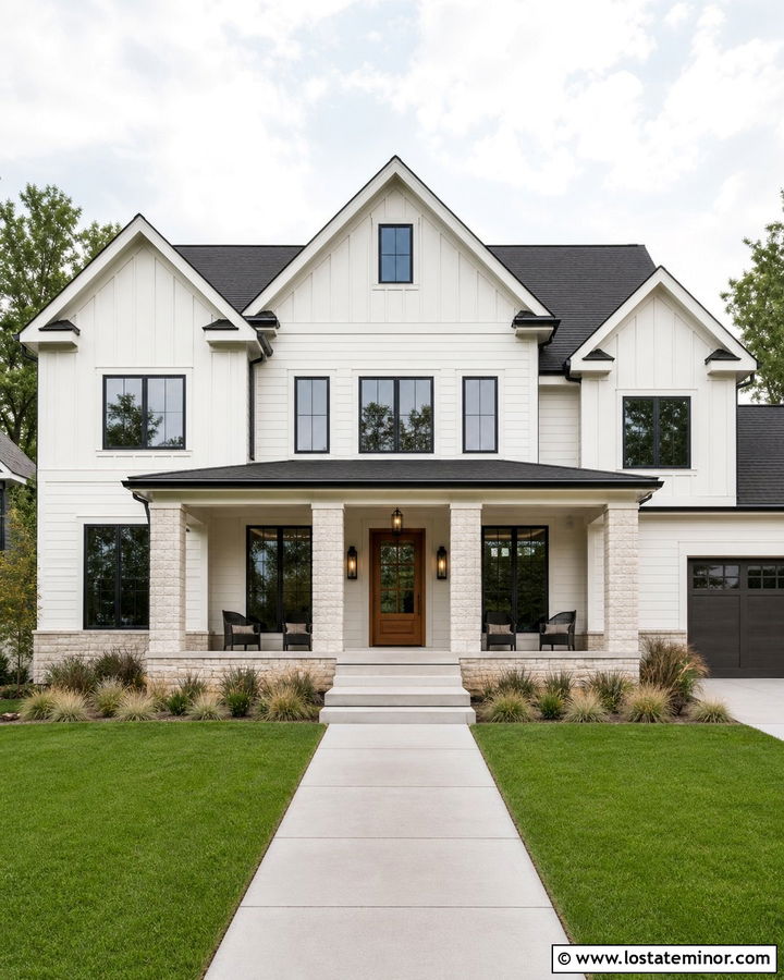 Off White House With Mixed Siding Dormers - 30 Off White House Design With Dormers Ideas