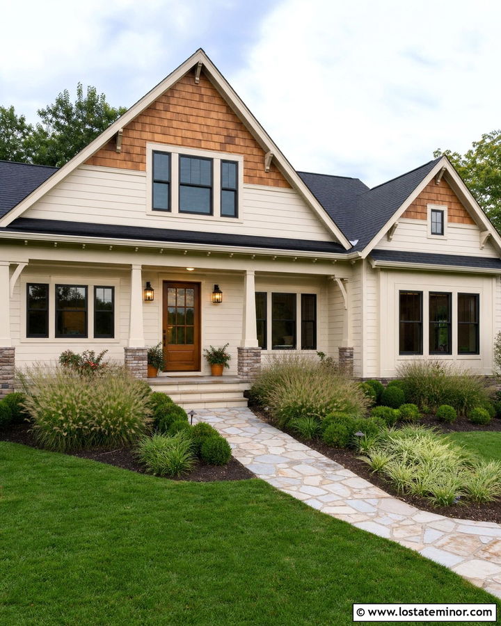 Off White House With Natural Cedar Shake Gables - 30 Off White House Design With Cedar Shake Ideas