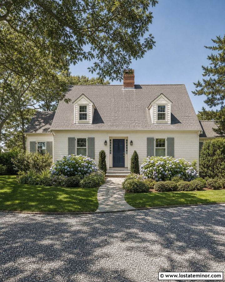 Off White House With Navy Blue Front Door - 30 Off White House Design With Front Door Ideas