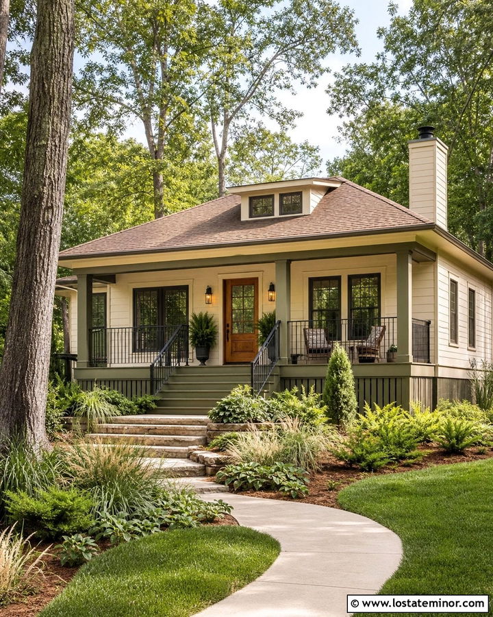 Off White House With Olive Green Deck - 30 Off White House Design With Deck Ideas